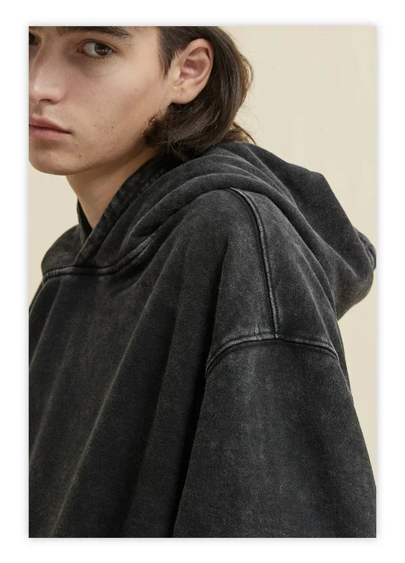 Solo Leveling Vintage Hoodie – Retro Washed Oversized Cotton Pullover