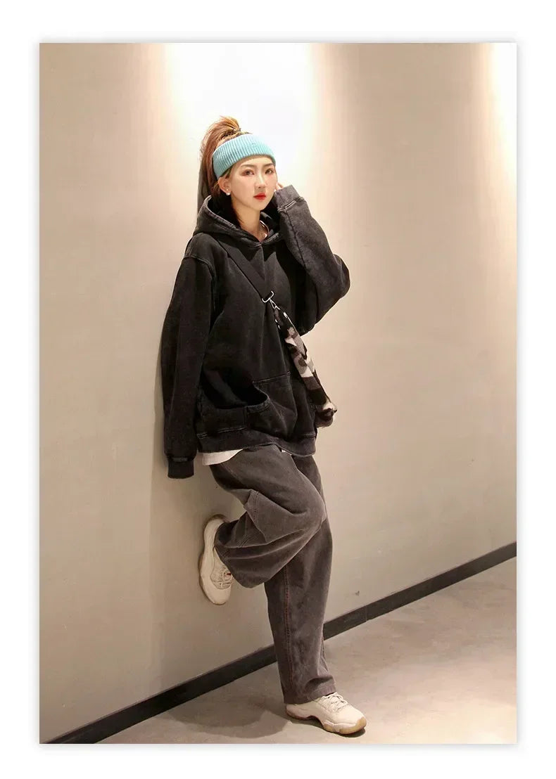 Solo Leveling Vintage Hoodie – Retro Washed Oversized Cotton Pullover