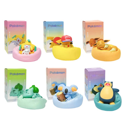 Genuine Pokemon Starry Dream Series Anime Figures With Plush Base Model Dolls Toy Pikachu Jirachi Eevee Komala Snorlax Kids Gift