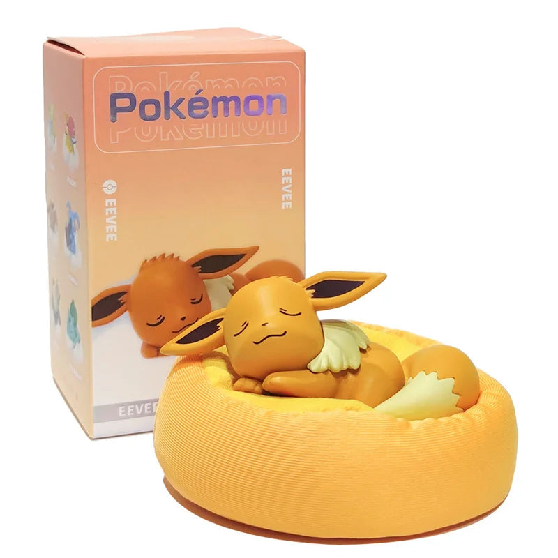 Genuine Pokemon Starry Dream Series Anime Figures With Plush Base Model Dolls Toy Pikachu Jirachi Eevee Komala Snorlax Kids Gift