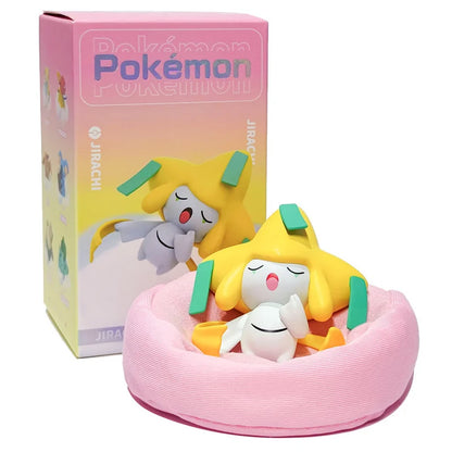 Genuine Pokemon Starry Dream Series Anime Figures With Plush Base Model Dolls Toy Pikachu Jirachi Eevee Komala Snorlax Kids Gift