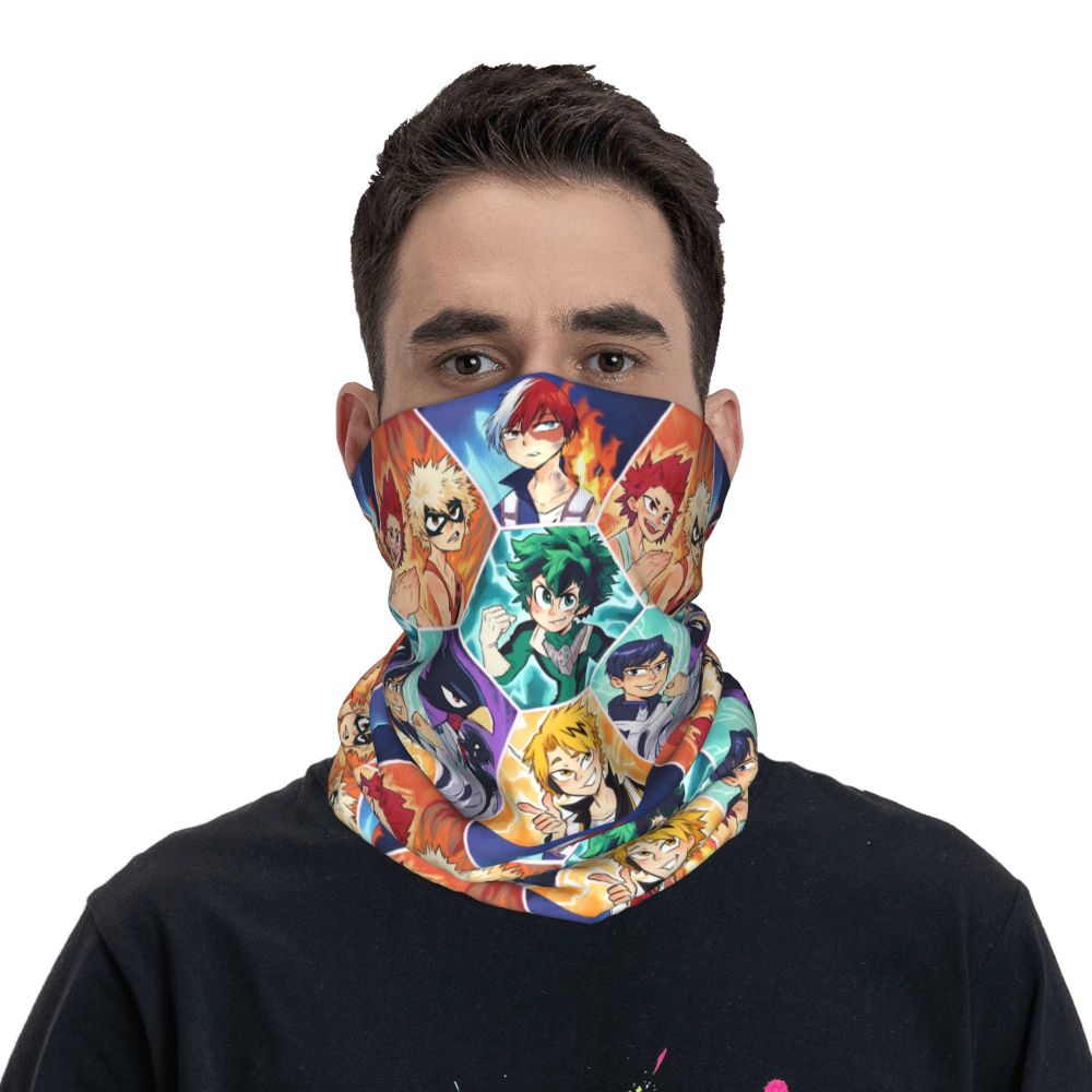 Bakugou Katsuki Logo X Bandana Winter Neck Warmer Windproof Wrap Face Scarf for Ski Boku No My Hero Academia Gaiter Headband