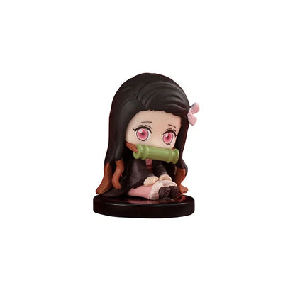 10pcs Set Q Version Demon Slayer Sitting Ghost Doll Tanjiro Nidouzi Inosuke Zenizu Figure Action Figure Movie Model kid Toy Gift