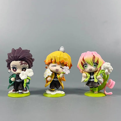 鬼灭之刃动漫 9 厘米模型人偶 Tanjirou Nezuko Zenitsu Kyoujurou Kanroji 娃娃可动人偶玩具儿童生日礼物
