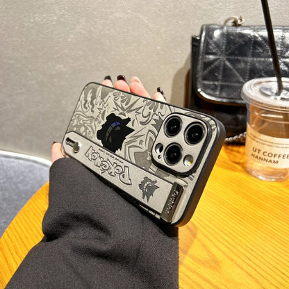 Japan Anime Pocket Monsters Pokémon Gengar Wrist Strap Holder Phone Case For  iPhone 16 15 14 13 12 11 Pro Max Leather Cover