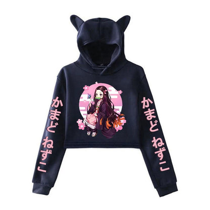 Nezuko Ear Crop Hoodie