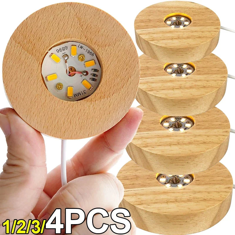 Wooden LED Crystal Ball Stand