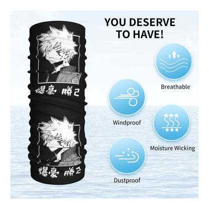 Bakugou Katsuki Logo X Bandana Winter Neck Warmer Windproof Wrap Face Scarf for Ski Boku No My Hero Academia Gaiter Headband