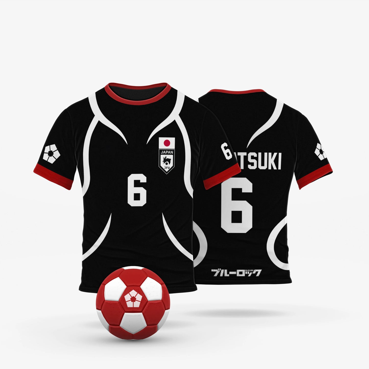 Blue Lock Japan U20 Black Jersey T-shirt