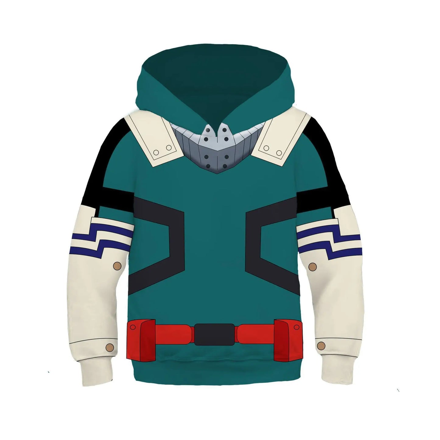 2024 New My Hero Academy Green Valley Long Fighting Suit 3D Digital Print Ear Double layered Hat Sweater