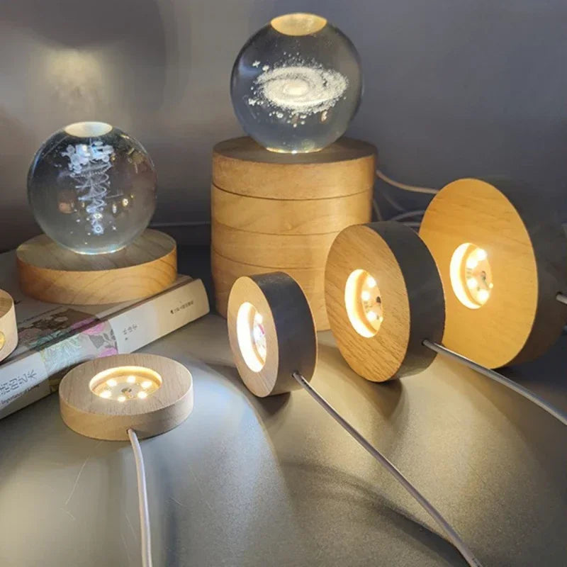 Wooden LED Crystal Ball Stand