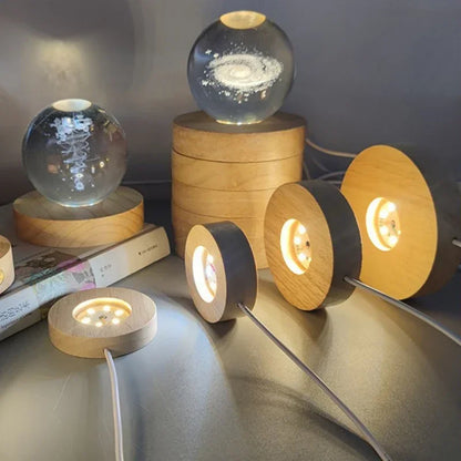 Wooden LED Crystal Ball Stand