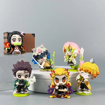 鬼灭之刃动漫 9 厘米模型人偶 Tanjirou Nezuko Zenitsu Kyoujurou Kanroji 娃娃可动人偶玩具儿童生日礼物