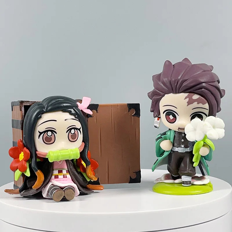 鬼灭之刃动漫 9 厘米模型人偶 Tanjirou Nezuko Zenitsu Kyoujurou Kanroji 娃娃可动人偶玩具儿童生日礼物