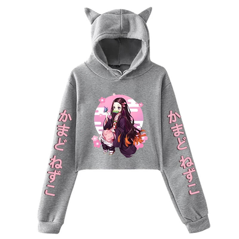 Nezuko Ear Crop Hoodie