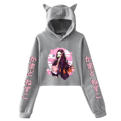 Nezuko Ear Crop Hoodie