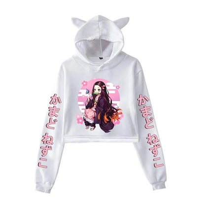 Nezuko Ear Crop Hoodie