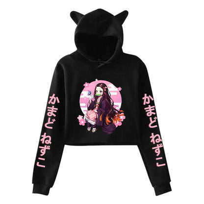Nezuko Ear Crop Hoodie