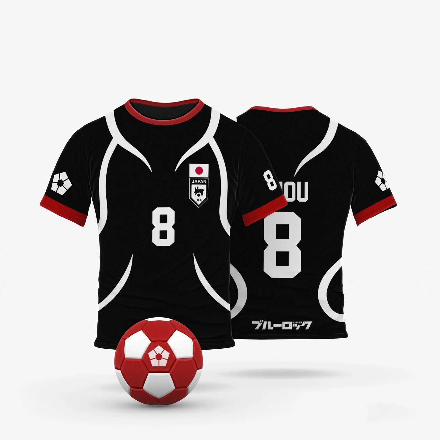 Blue Lock Japan U20 Black Jersey T-shirt