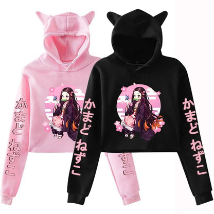 Nezuko Ear Crop Hoodie