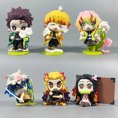 鬼灭之刃动漫 9 厘米模型人偶 Tanjirou Nezuko Zenitsu Kyoujurou Kanroji 娃娃可动人偶玩具儿童生日礼物