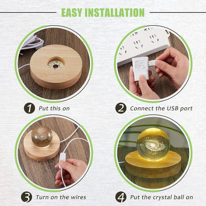 Wooden LED Crystal Ball Stand