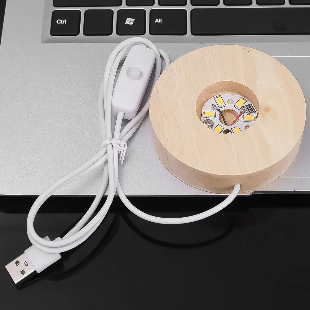 Wooden LED Crystal Ball Stand