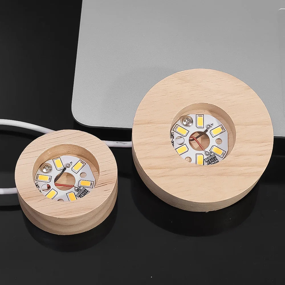 Wooden LED Crystal Ball Stand