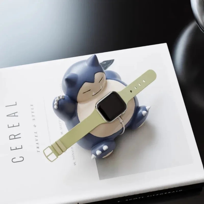 Pokemon Snorlax Apple Watch Charger Stand Universal Charger Holder Anime Desktop Decoration Kids Toys Birthday Festival Gift