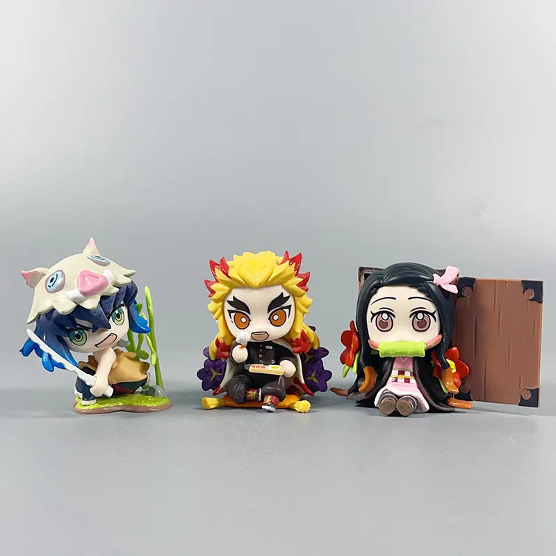 鬼灭之刃动漫 9 厘米模型人偶 Tanjirou Nezuko Zenitsu Kyoujurou Kanroji 娃娃可动人偶玩具儿童生日礼物